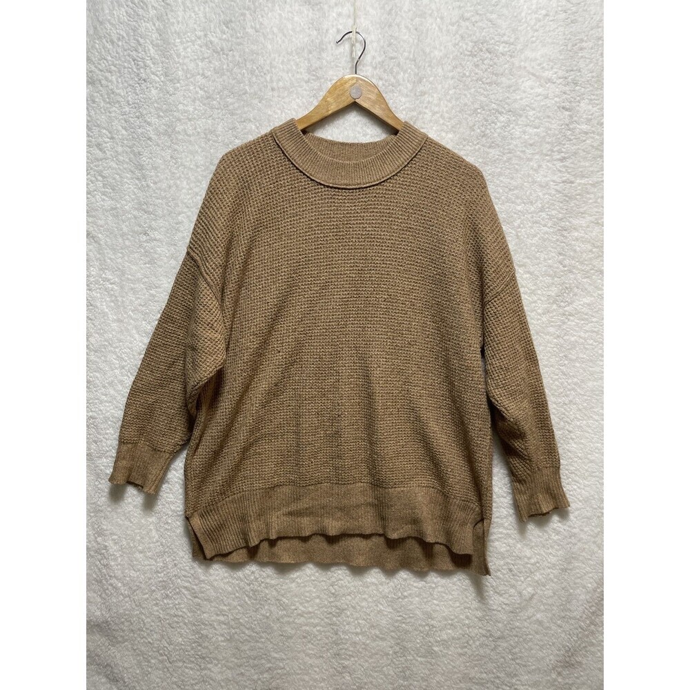 Aerie Cozy Knit Sweater Women's Size‎ XS Brown Minimalist Long Sleeve Crew Neck
